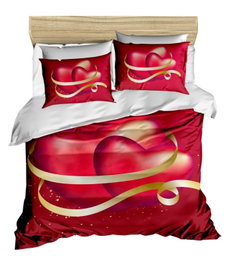 L'essentiel linge de maison Juego de funda nórdica doble con estampado 3D Rojo, Blanco y Dorado